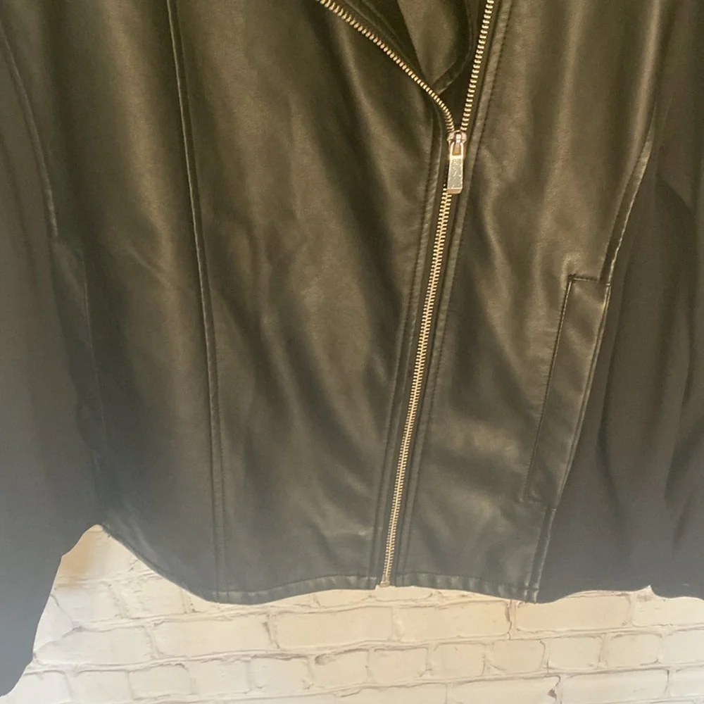 Pennington’s Black Moto Biker Faux Leather Classic Zip Up Jacket 1X - Picture 7 of 14
